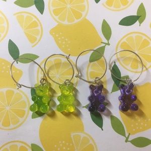 🍊 NWT Lime & Purple Gummy Bear Hoop Earrings